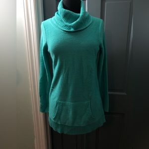 Brand New New York & Company Turquoise Cowl Turtleneck Sweater, w/pocket front